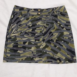 EXPRESS STRETCH Denim Camo Mini Skirt, Size 1/2